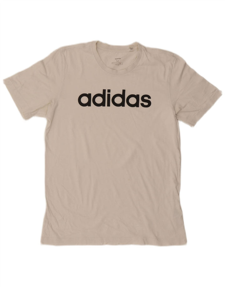 Adidas - Camiseta gráfica para hombre, talla mediana, algodón blanco