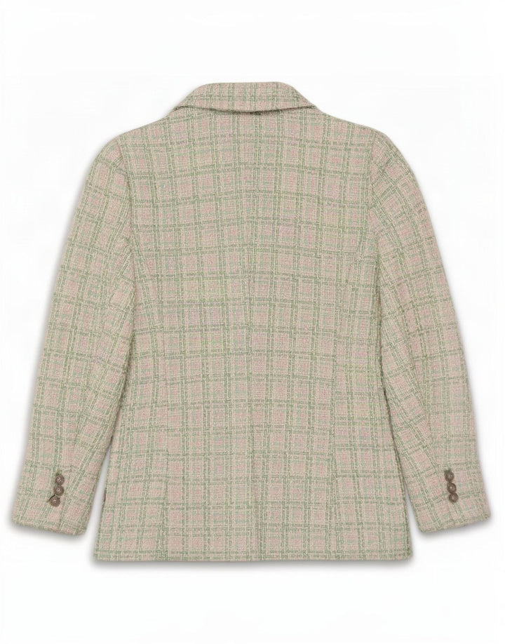 Zara Mujer Chaqueta Blazer De Doble Botonadura UK 40 Medium Green Check