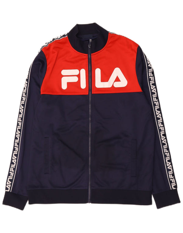 Fila Mens Graphic Chándal Top Chaqueta Grande Azul Marino Colorblock
