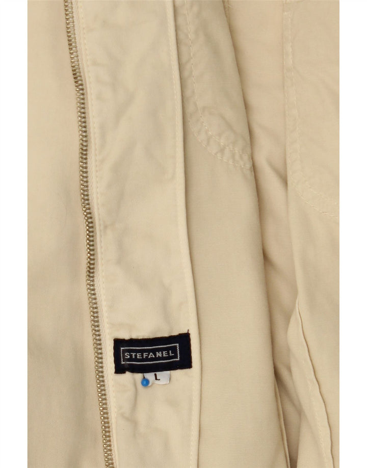 STEFANEL Womens Utility Jacket UK 14 Large Beige Cotton Vintage Stefanel and Second-Hand Stefanel from Messina Hembry 