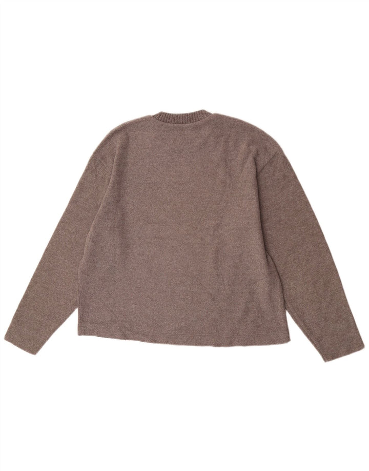 Zara Mujer Oversize Cuello Redondo Jersey Jersey UK 10 Small Marrón Poliéster
