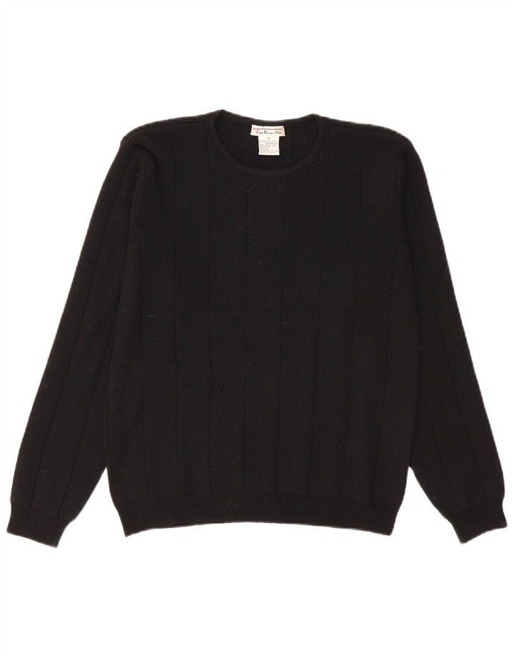Talbots Jersey de cuello redondo para mujer UK 14 Mediano Lana Merino Negra