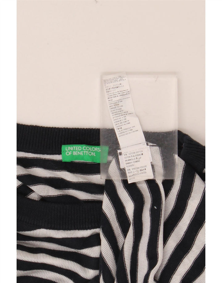 BENETTON Blusa de manga 3/4 para mujer UK 10 Small Azul marino Náutico