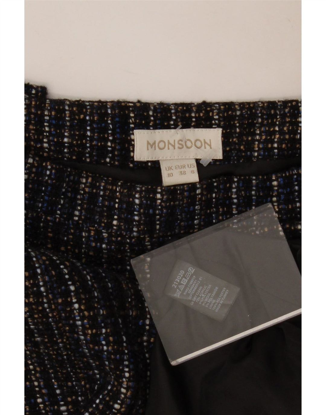 MONSOON Minifalda para mujer UK 10 Small W30 Poliéster moteado azul marino