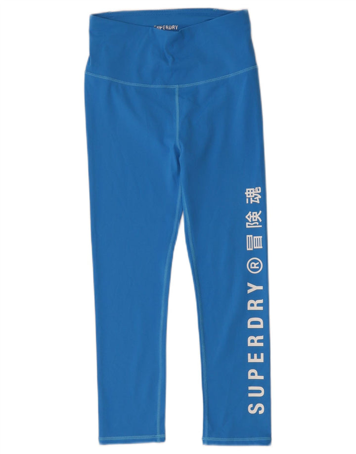 Superdry Leggings cortos gráficos para mujer, talla 8, poliéster azul pequeño