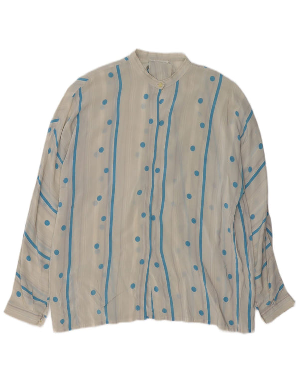 Vintage mujer camisa blusa Reino Unido 16 gran lunar blanco