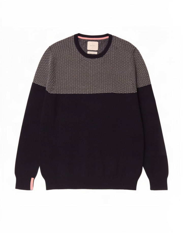 Jersey con cuello redondo y diseño colour block en azul marino para hombre de White Stuff