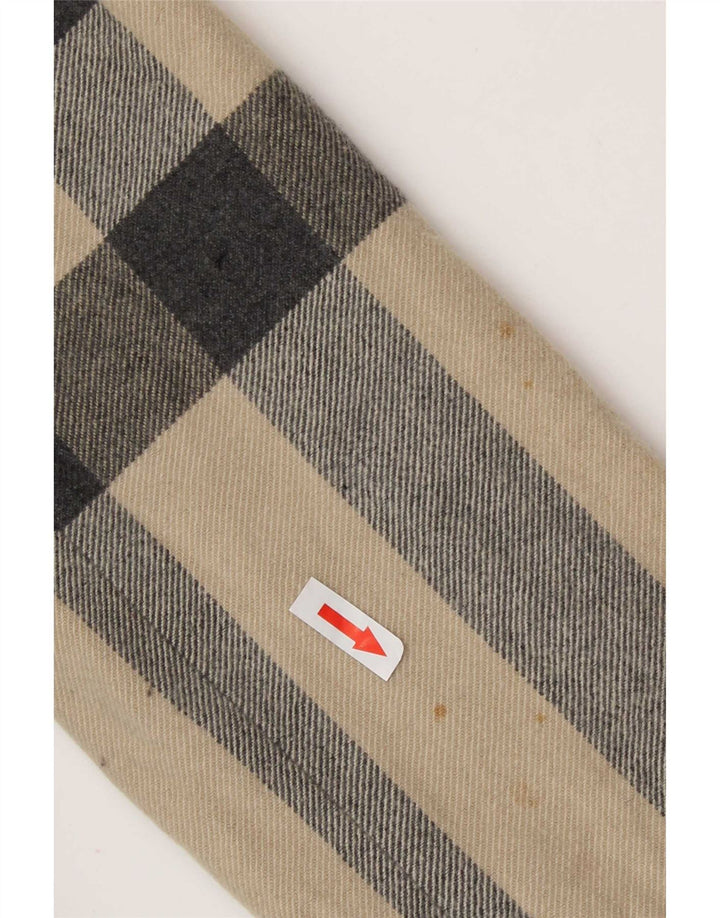 Zara Mujer Abrigo Abierto De Ajuste Relajado UK 10 Small Beige Plaid Lana
