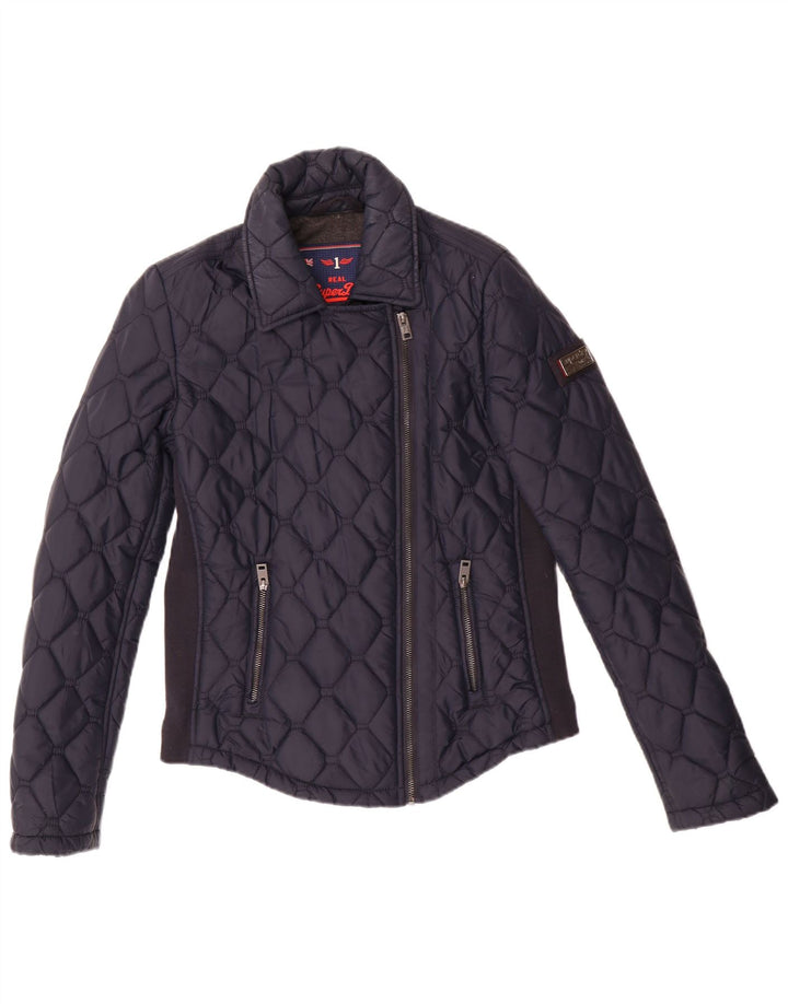 Superdry Chaqueta Acolchada Acolchada para Mujer UK 40 Small Nylon Azul Marino