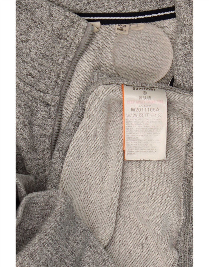 Superdry Sudadera con cuello y cremallera para hombre, jersey de algodón gris grande