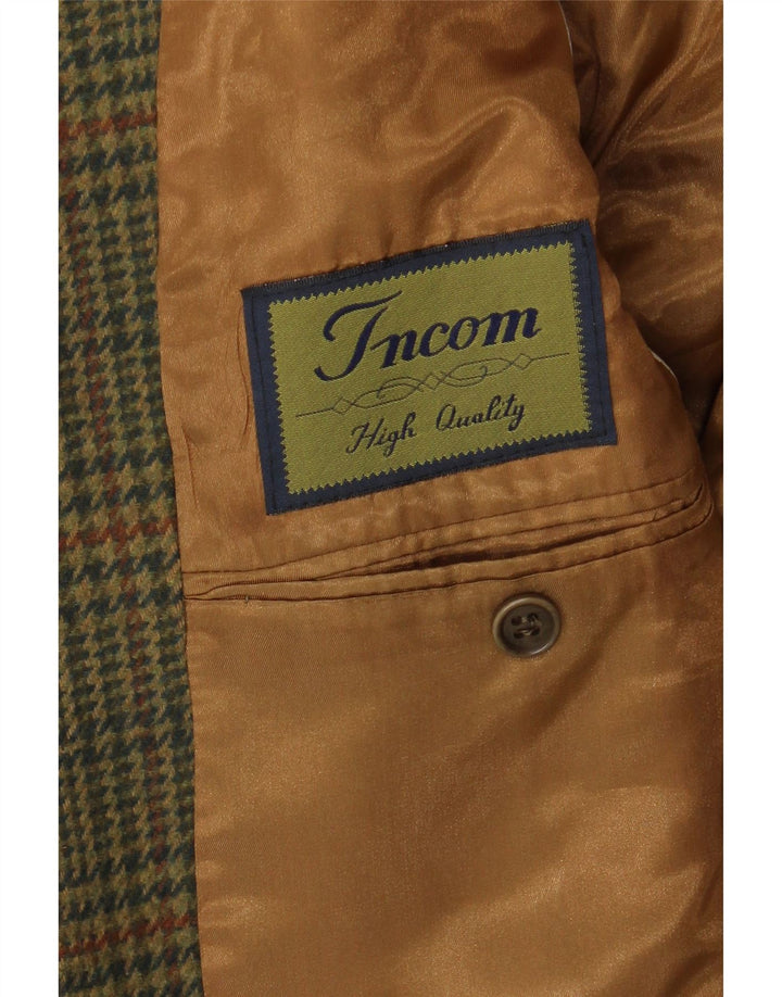 Incom Chaqueta tipo blazer de 2 botones para hombre UK 38 Medium Khaki Houndstooth