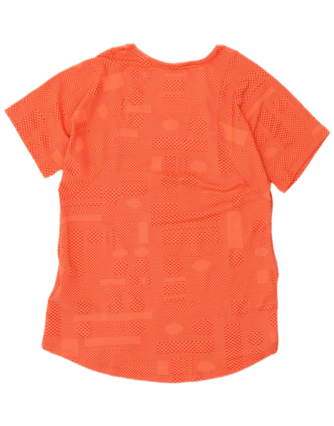 Nike Mujer Dri Fit Camiseta Top UK 12 Medio Naranja Poliéster Geométrico