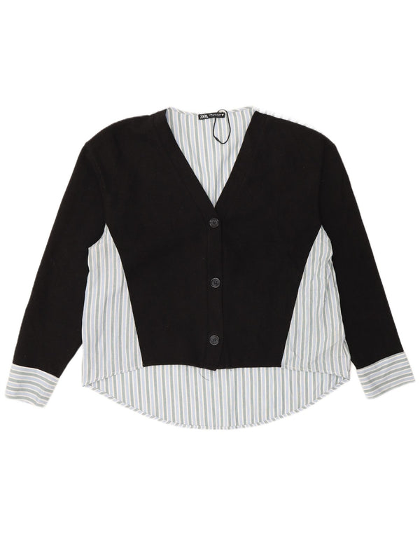 Zara Blusa Camisa Mujer UK 44 Mediana Algodón Rayas Negras