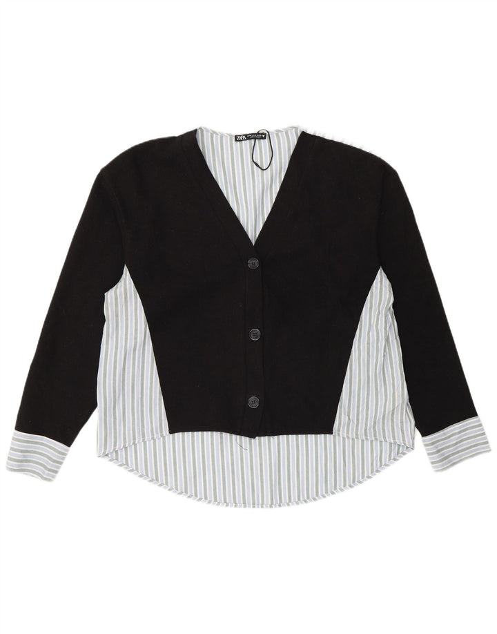 Zara Blusa Camisa Mujer UK 44 Mediana Algodón Rayas Negras