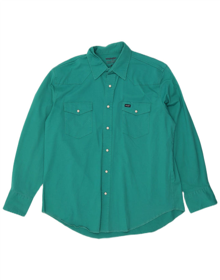 Camisa Wrangler Hombre XL Algodón Turquesa