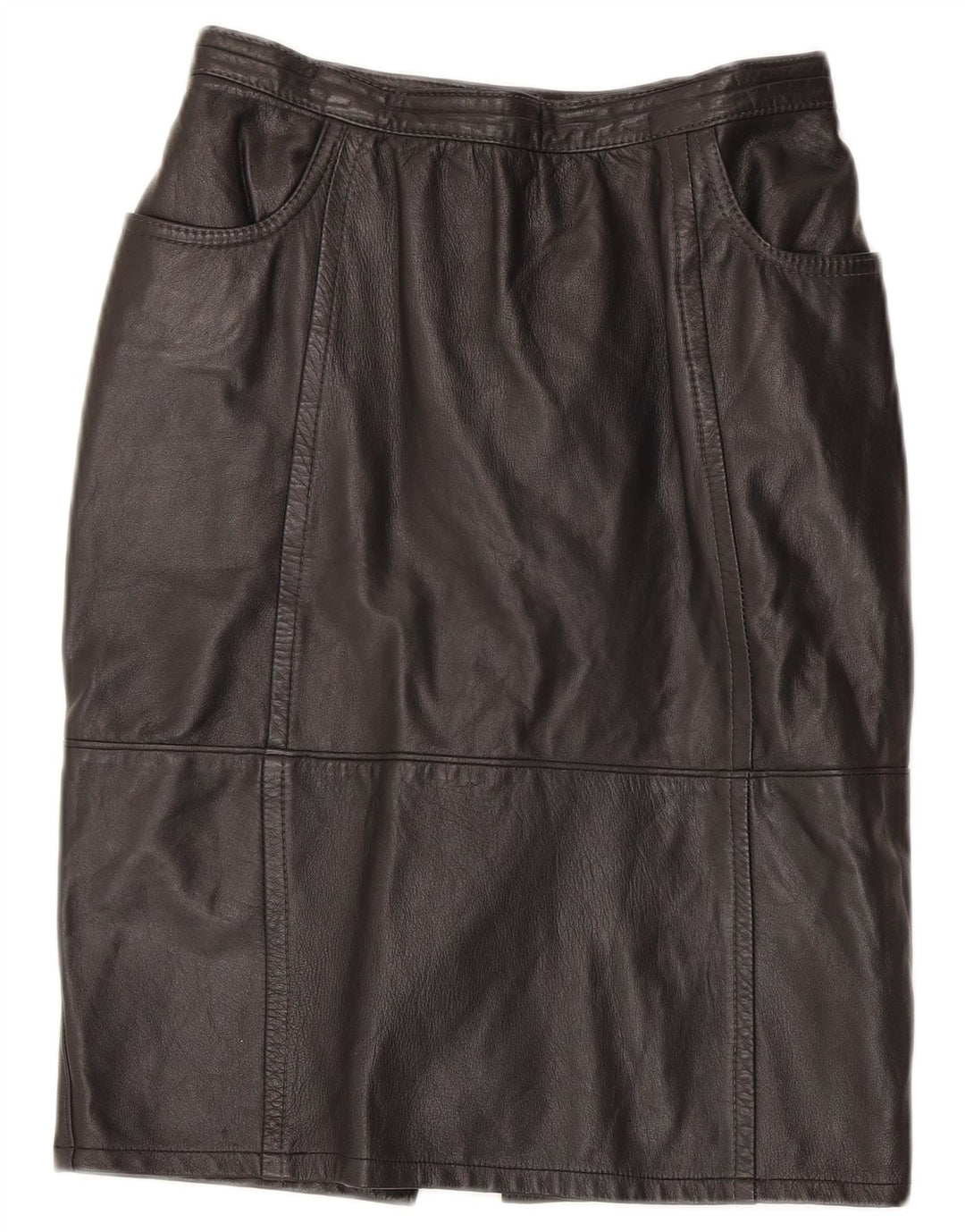 Falda de cuero vintage para mujer W26 cuero negro pequeño