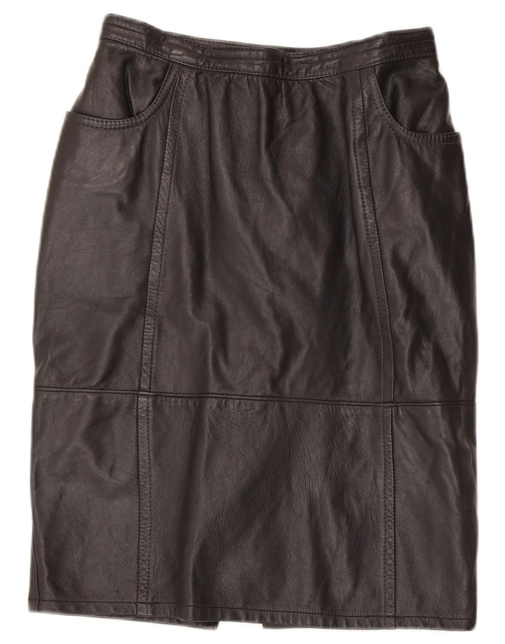 Falda de cuero vintage para mujer W26 cuero negro pequeño