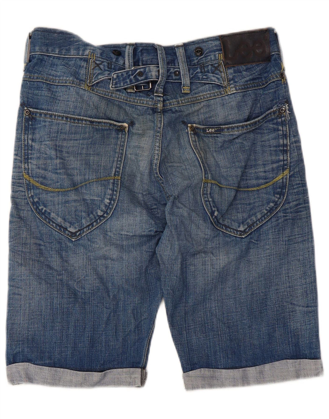 Lee Pantalones cortos vaqueros con cincha verde para hombre W29 Algodón azul pequeño