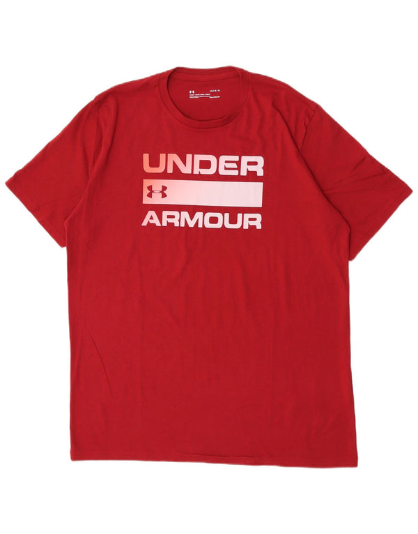 Under Armour Camiseta con gráfico Heat Gear para hombre, talla grande, algodón burdeos