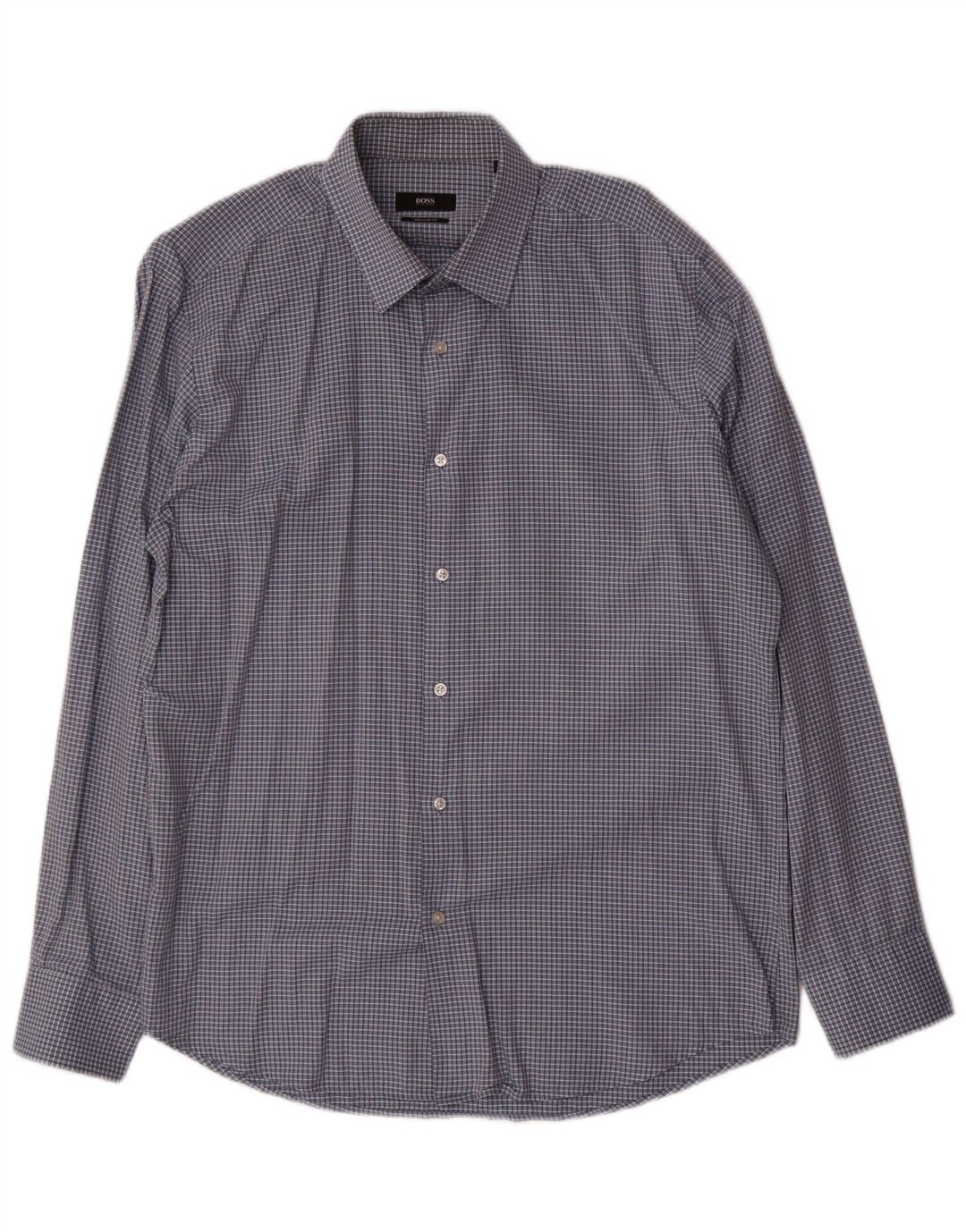 HUGO BOSS Camisa de corte regular para hombre Talla 42 16 1/2 Grande Azul Vichy