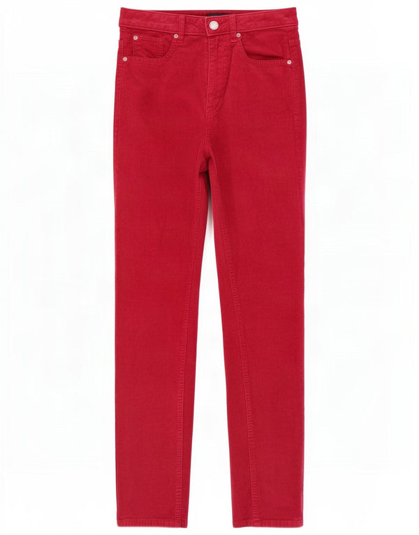 Marks & Spencer Pantalones rectos de pana para mujer UK 8 Small W26 L29 Rojo