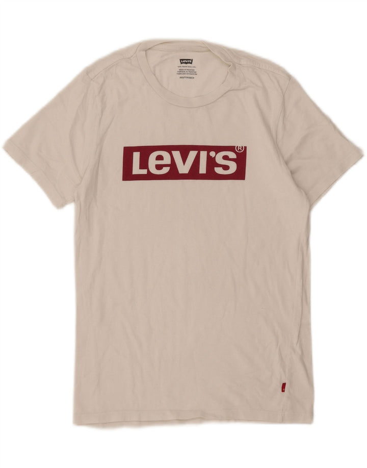 LEVI'S Womens Graphic T-Shirt Top UK 2 2XS White Vintage Levi's and Second-Hand Levi's from Messina Hembry 
