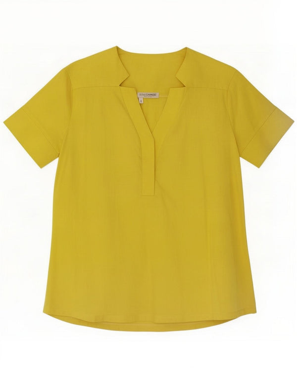 Naracamicie Womens Blouse Top UK 12 Medium Yellow Cotton