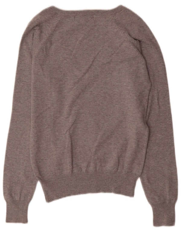 Zara Mujer Jersey con Cuello en V Jersey UK 10 Small Gris Algodón