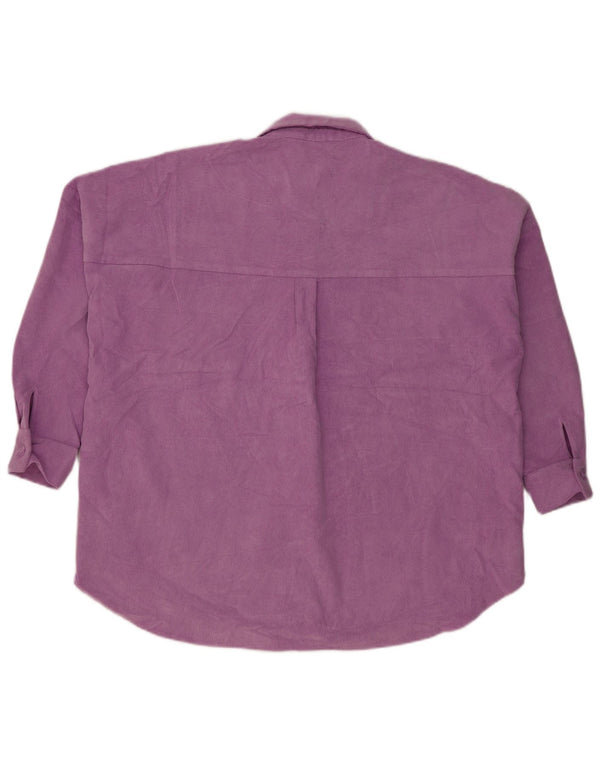 Zara Mujer Camisa De Pana Extragrande UK 44 Poliéster Morado Medio