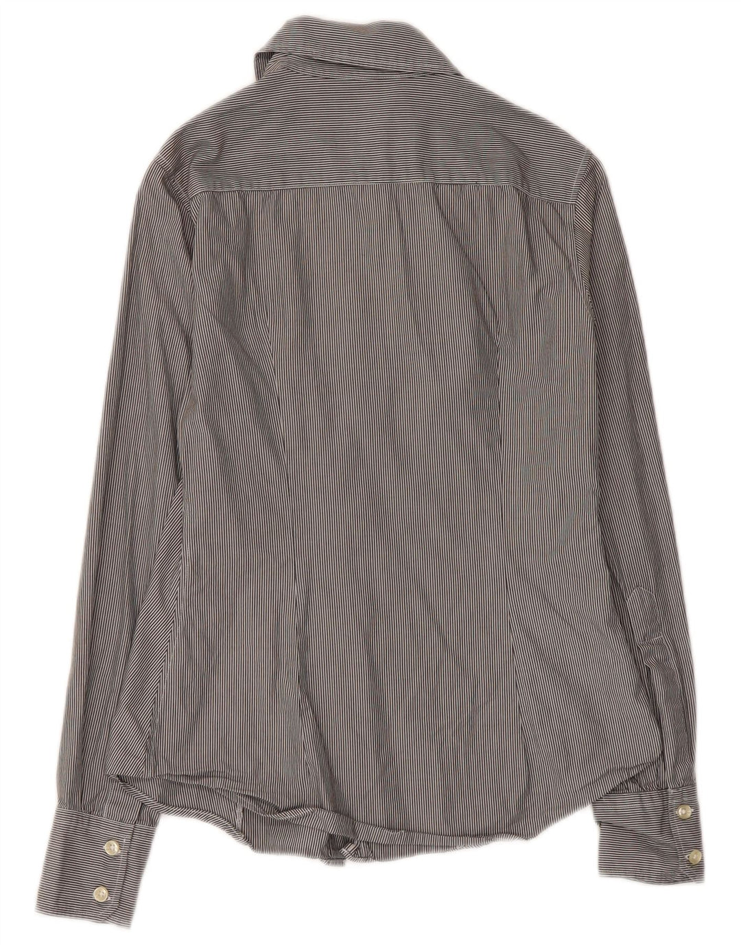 BENETTON Camisa Mujer UK 8 Small Gris Pinstripe