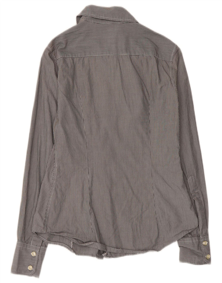 BENETTON Camisa Mujer UK 8 Small Gris Pinstripe