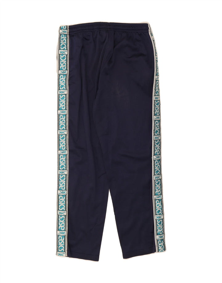 ASICS Womens Graphic Tracksuit Trousers IT 52 Large Navy Blue Polyester Vintage Asics and Second-Hand Asics from Messina Hembry 