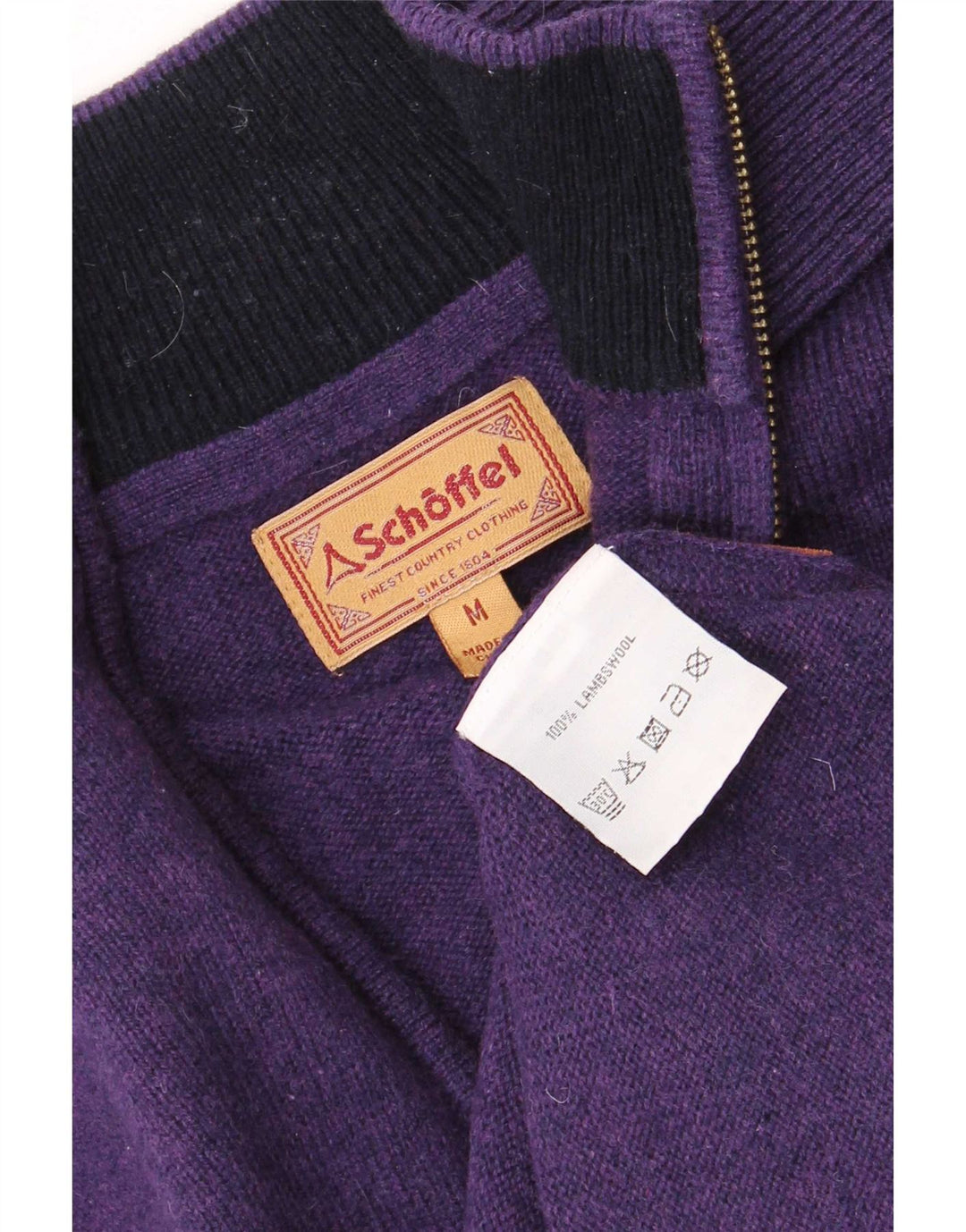 Schoffel Jersey De Cuello Con Cremallera Para Hombre De Lana De Cordero Morado Medio
