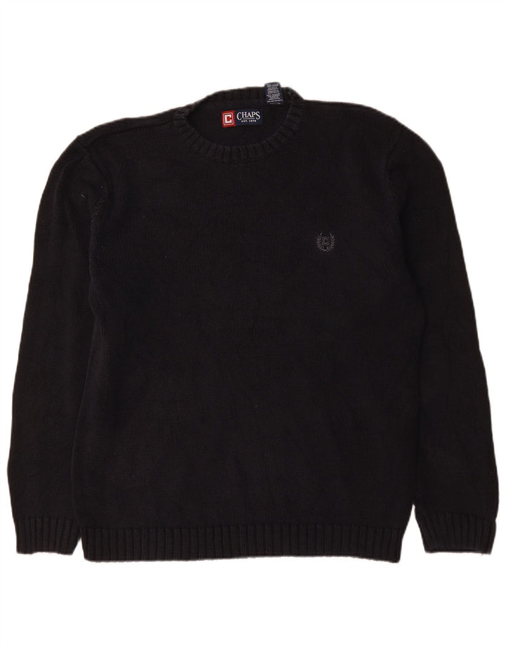 Chaps Hombre Cuello Redondo Jersey Suéter Medio Algodón Negro