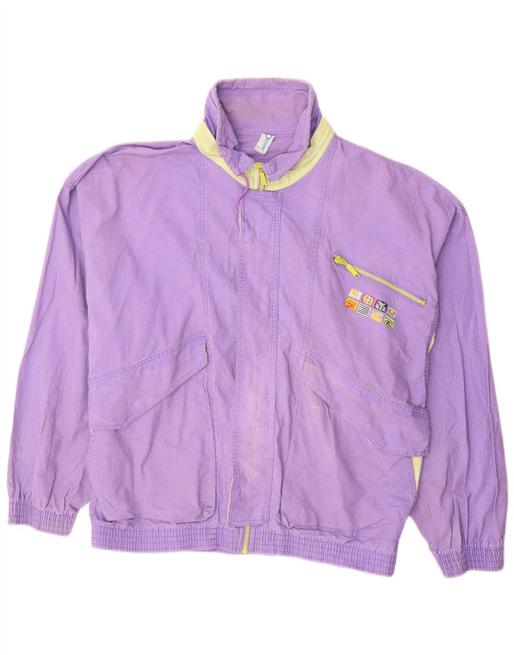 Vintage hombres bomber chaqueta Reino Unido 40 algodón púrpura grande
