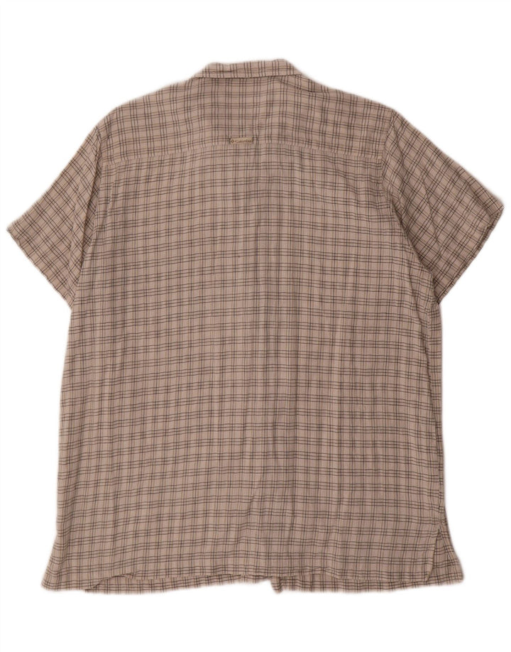 COLUMBIA Camisa de manga corta para mujer UK 46 Large Grey Check Cotton Heart