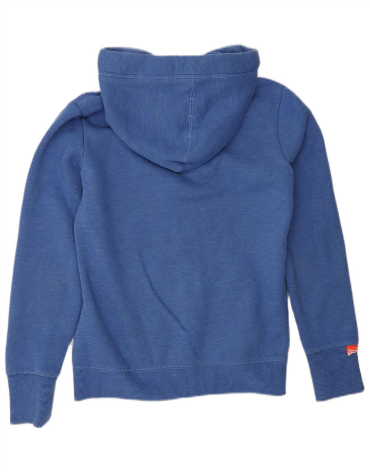 SUPERDRY Suéter con capucha y cremallera para mujer UK 10 Small Blue Cotton