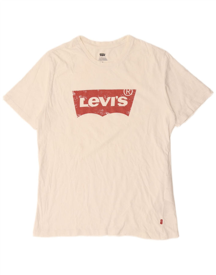 Levi's Camiseta gráfica para hombre Top mediano de algodón blanco