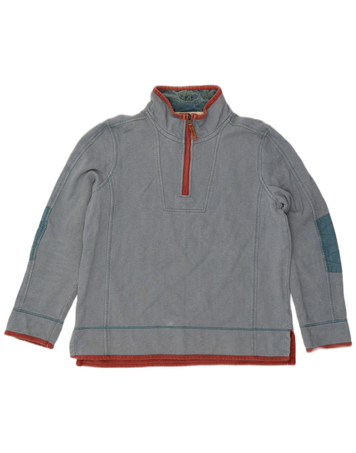 Sudadera con capucha y cuello con cremallera para hombre de Fat Face, jersey de algodón azul grande