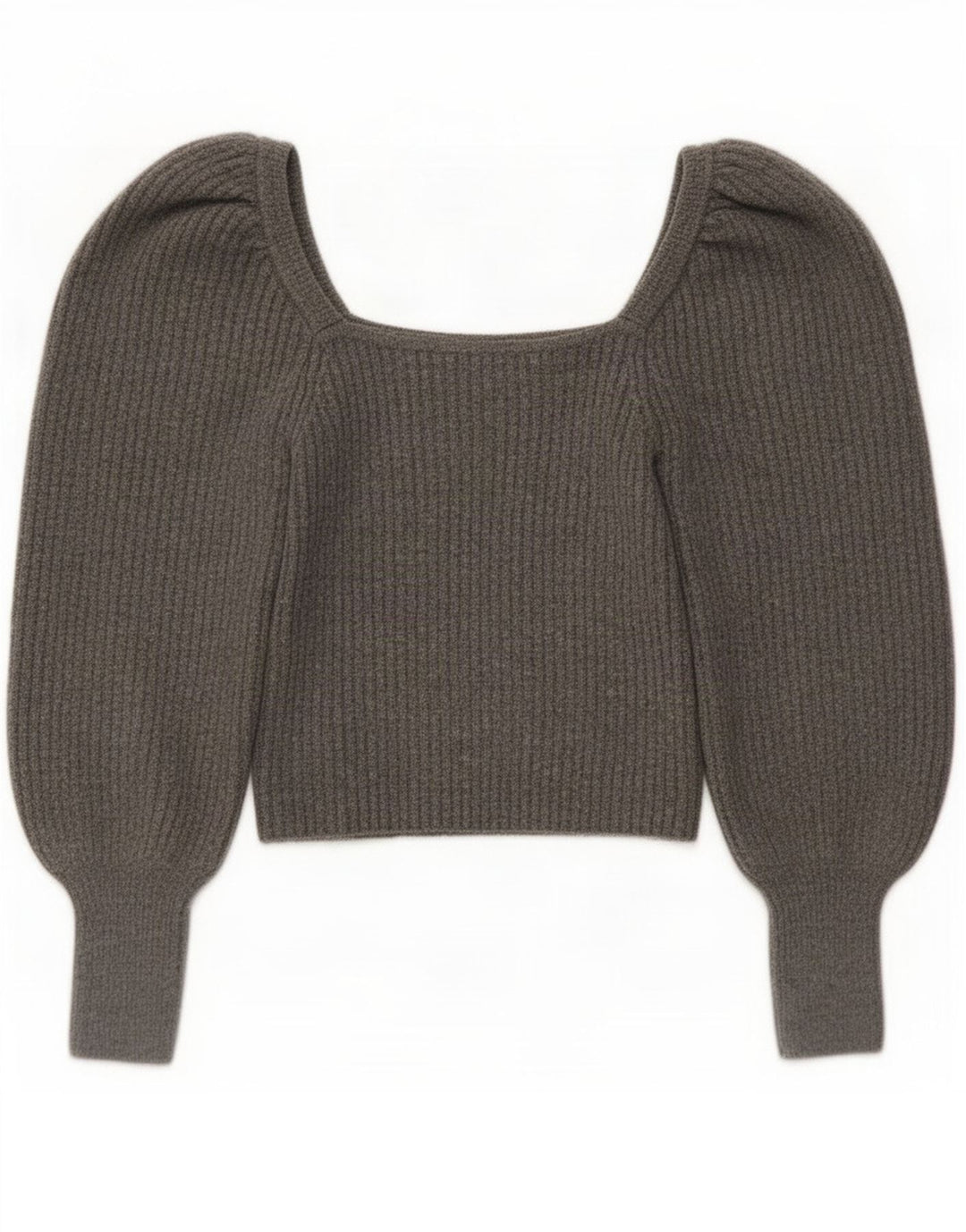 Zara Mujer Top Manga Larga UK 42 Acrílico Gris Medio