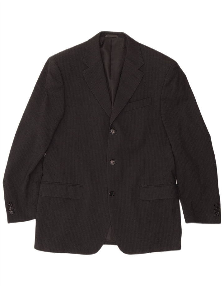 GIANFRANCO FERRE Chaqueta tipo blazer de 3 botones para hombre UK 38 Mediana negra a rayas