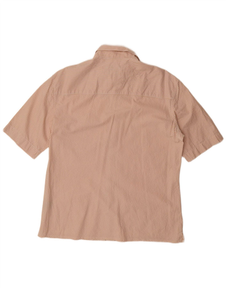 FRENCH CONNECTION Camisa de manga corta para hombre de algodón a cuadros beige grande