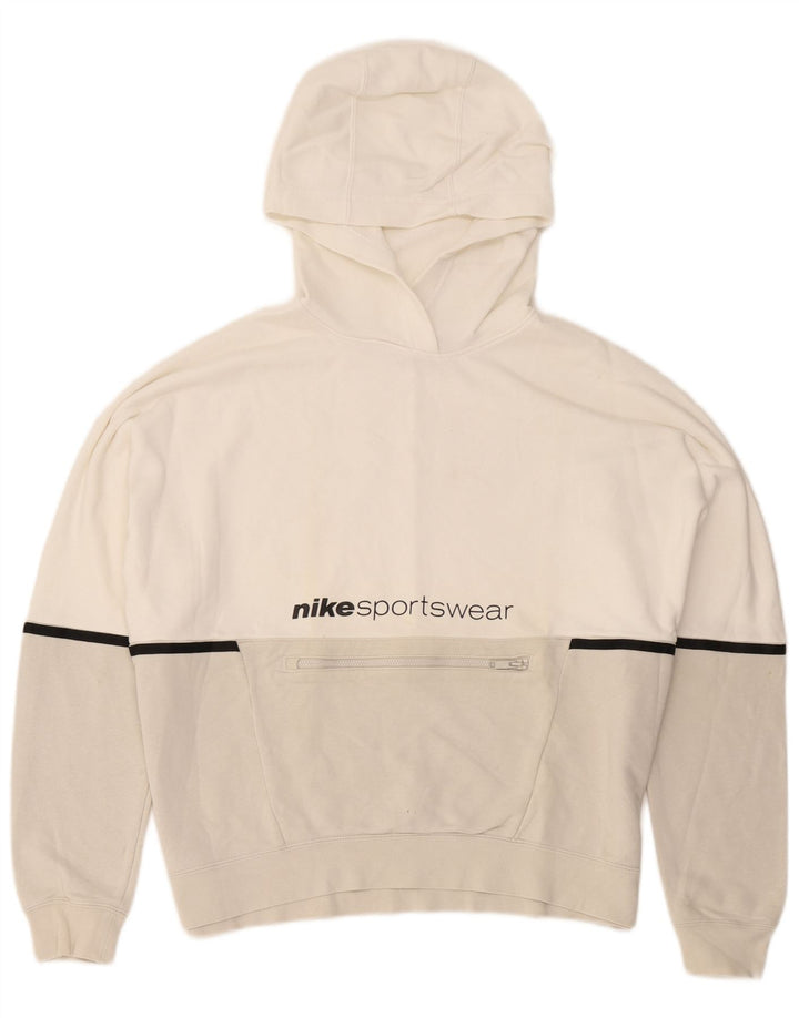 Nike Jersey con capucha y estampado gráfico de algodón en bloques de color blanco mediano