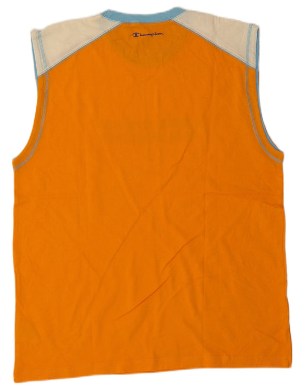 Champion Camiseta sin mangas estampada para hombre 2XL Algodón con bloques de color naranja