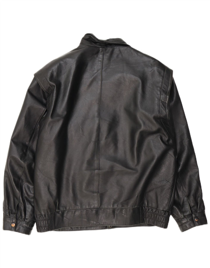 VINTAGE Chaqueta de cuero para hombre Reino Unido 40 Cuero negro grande