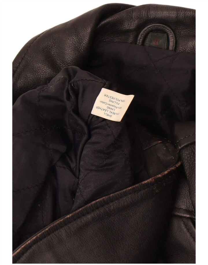 Vintage hombres cuero biker chaqueta Reino Unido 36 pequeño cuero negro