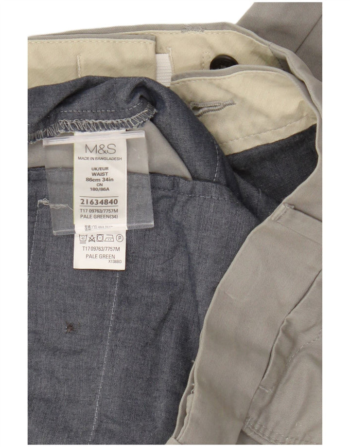 Marks & Spencer Pantalones cortos chinos para hombre W34 Algodón gris grande