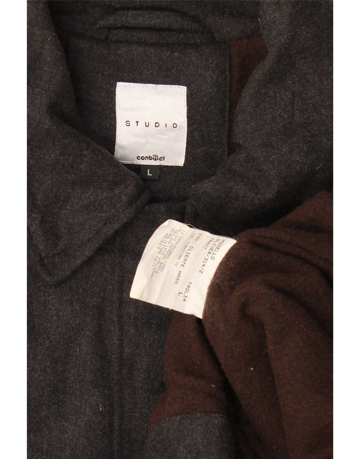 Conbipel Abrigo de estudio para hombre Reino Unido 40 Lana gris grande