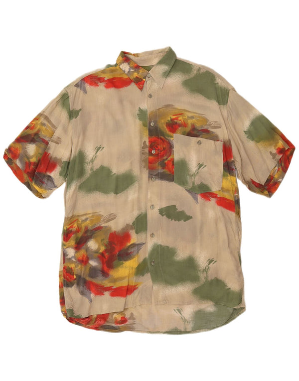 Hatico Hombre Camisa De Manga Corta De Viscosa Floral Beige Grande