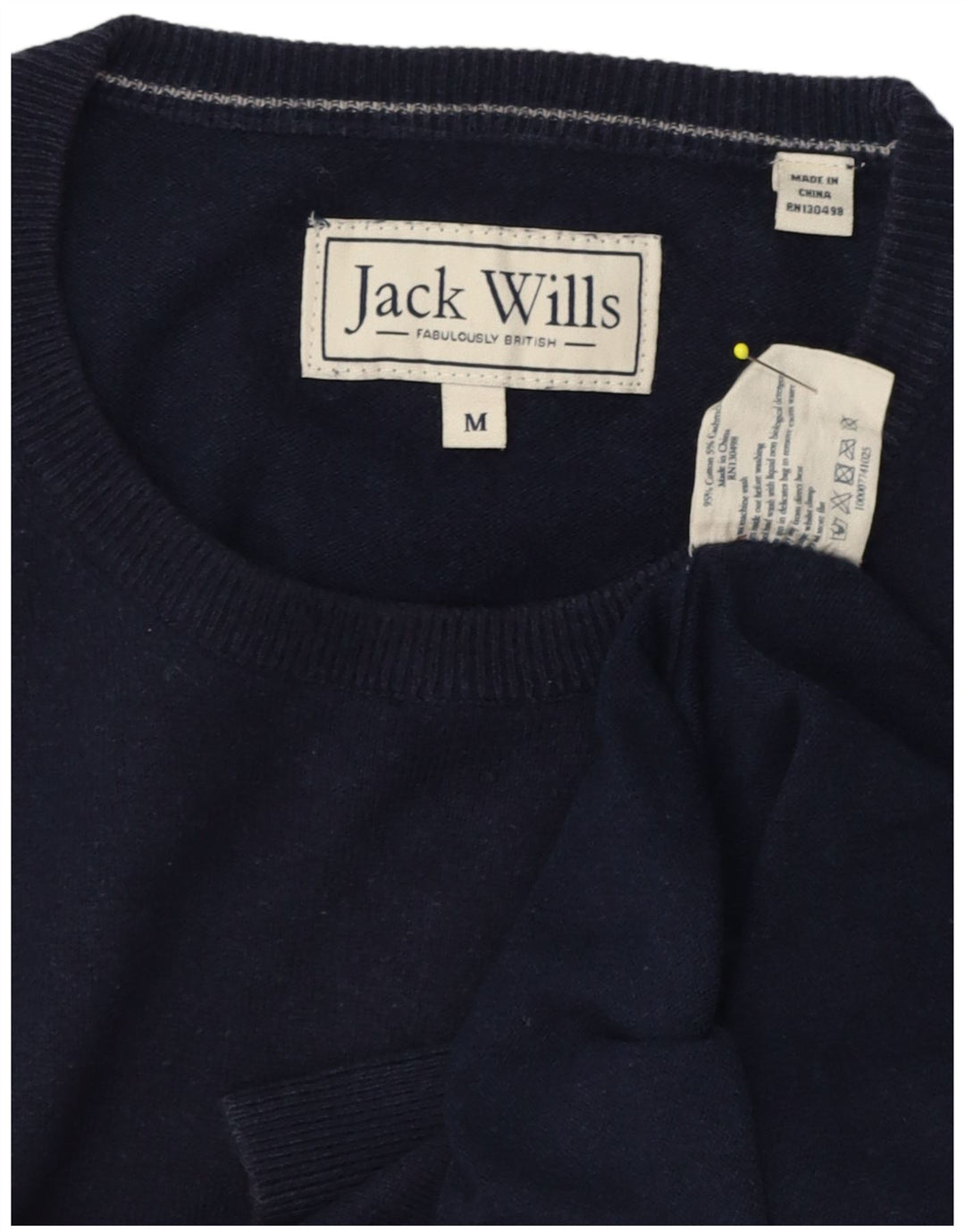 Jack Wills Jersey De Cuello Redondo Para Hombre Jersey De Algodón Azul Marino Medio